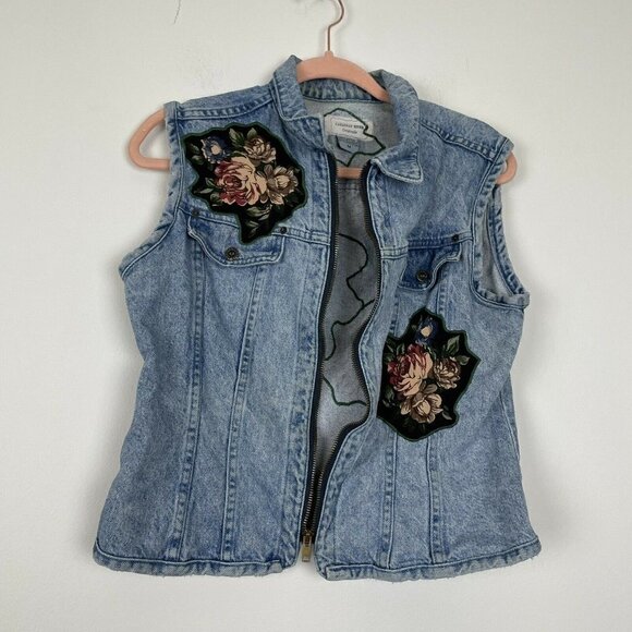 Canadian River Originals Denim Vest Floral Patches Size Medium - Picture 5 of 6
